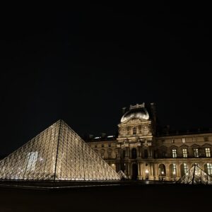 The Louvre at Night Glass (Landscape)